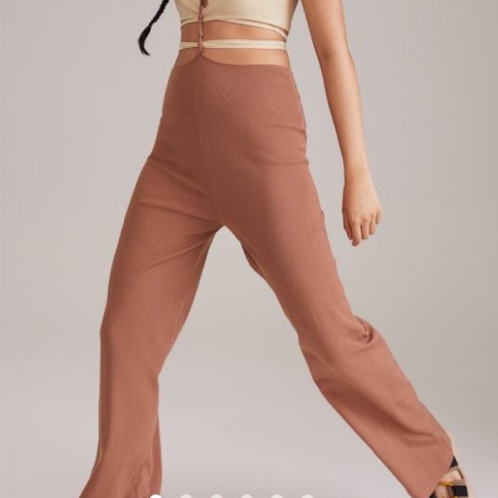 H&M Innovation Flare Brown Leggings with Strip-Neck Detail